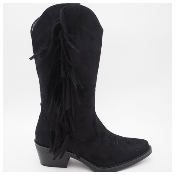 ✨LAST ONE!Paris France! Absolutely Fabulous Black Cowboy western Fringe Boots - Picture 6 of 8